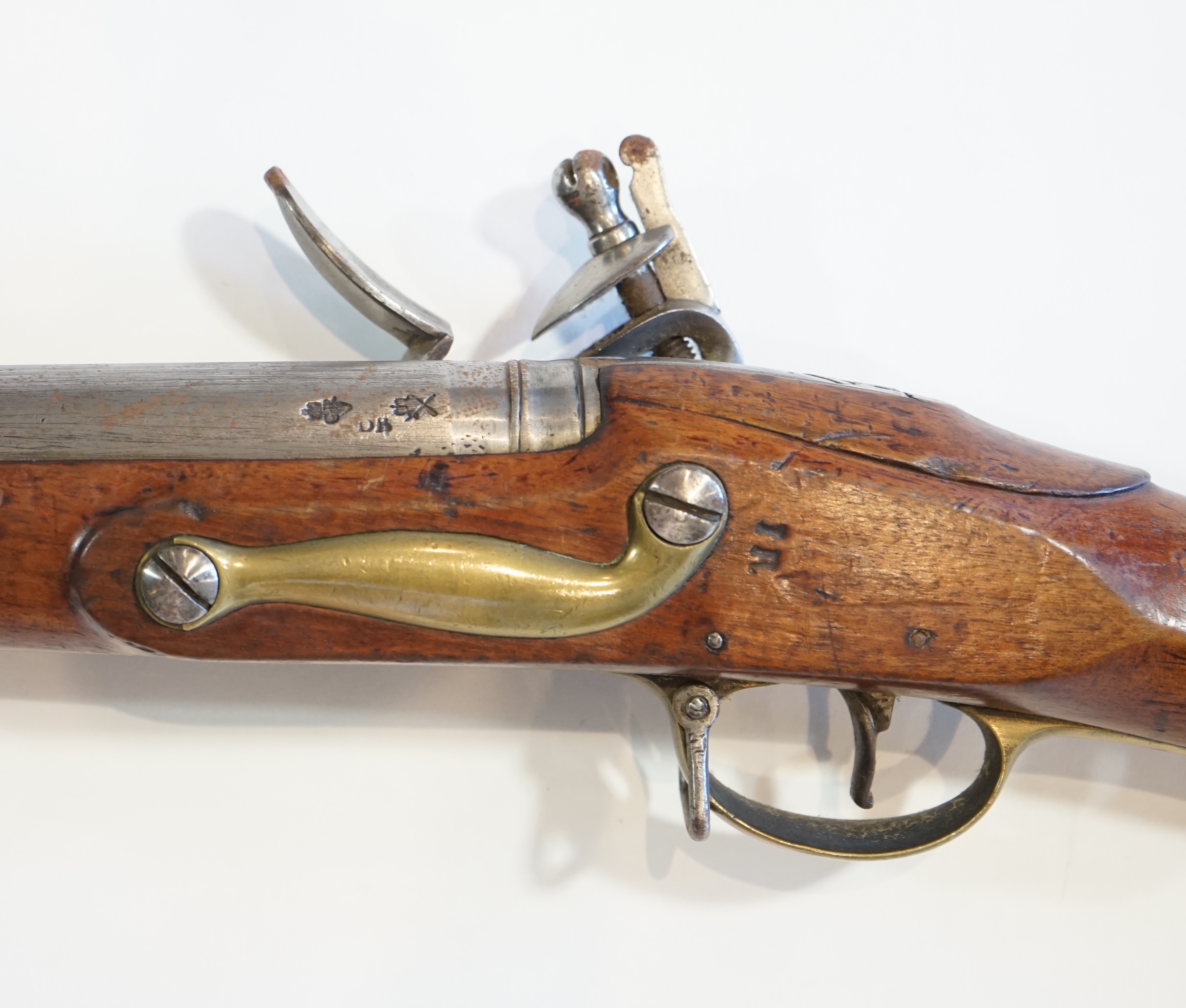 A 10 bore Brown Bess British military flintlock musket, barrel length 36.5 inches